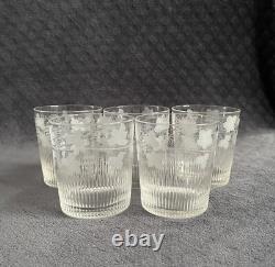 Antique French Hand Cut Engraved Grapevines Crystal Glass Liquor Glasses