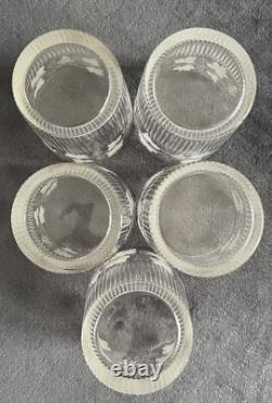 Antique French Hand Cut Engraved Grapevines Crystal Glass Liquor Glasses