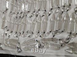 Antique French long cut luster spear crystal glass 100 pieces size 3.5 total