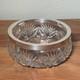 Antique German 800 Silver Rim Cut Glass Crystal Bowl Candy Dish Starburst Fan 6