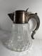 Antique German Silver-Plated Cut Crystal Pitcher with Lids & Glass Insert