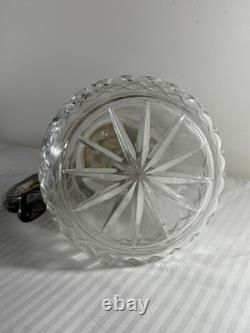 Antique German Silver-Plated Cut Crystal Pitcher with Lids & Glass Insert