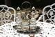 Antique Glass Cruet Set Sterling Spoon EPNS Stand Cut Crystal