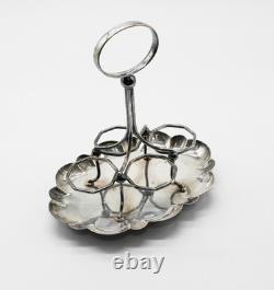 Antique Glass Cruet Set Sterling Spoon EPNS Stand Cut Crystal