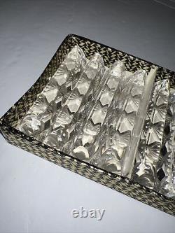 Antique Glass Knife Rests Set Of 12 Cut Crystal in Original Box