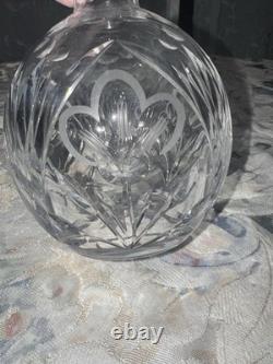 Antique Hand Cut Crystal Decanter With Original Stopper Heavy Glass