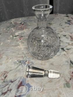 Antique Hand Cut Crystal Decanter With Original Stopper Heavy Glass