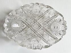Antique Hawkes American Brilliant Cut Glass Crystal Bread Bowl 10.5 Low Dish