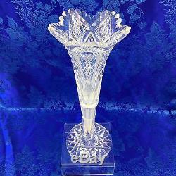 Antique Hawkes American Brilliant Sawtooth Cut Crystal 12 Trumpet Vase