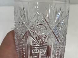 Antique Hawkes Brunswick Cut Glass Crystal Set of 4 Old Fashioned Glasses