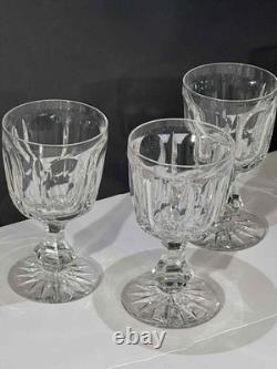 Antique Hawkes Signed Cut Crystal Goblets American Brilliant Glass 1900s. Set 3