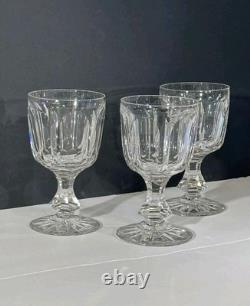 Antique Hawkes Signed Cut Crystal Goblets American Brilliant Glass 1900s. Set 3