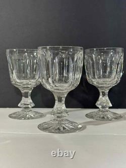 Antique Hawkes Signed Cut Crystal Goblets American Brilliant Glass 1900s. Set 3