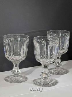 Antique Hawkes Signed Cut Crystal Goblets American Brilliant Glass 1900s. Set 3