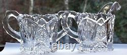 Antique Imperial Glass Cut Crystal Cream & Sugar Set Mint Nutcut Ohio USA