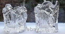 Antique Imperial Glass Cut Crystal Cream & Sugar Set Mint Nutcut Ohio USA