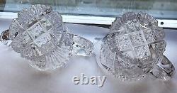 Antique Imperial Glass Cut Crystal Cream & Sugar Set Mint Nutcut Ohio USA