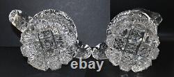Antique Imperial Glass Cut Crystal Cream & Sugar Set Mint Nutcut Ohio USA