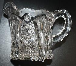 Antique Imperial Glass Cut Crystal Cream & Sugar Set Mint Nutcut Ohio USA