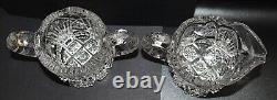 Antique Imperial Glass Cut Crystal Cream & Sugar Set Mint Nutcut Ohio USA