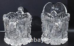 Antique Imperial Glass Cut Crystal Cream & Sugar Set Mint Nutcut Ohio USA
