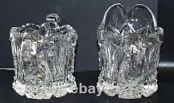 Antique Imperial Glass Cut Crystal Cream & Sugar Set Mint Nutcut Ohio USA