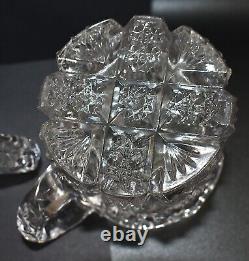 Antique Imperial Glass Cut Crystal Cream & Sugar Set Mint Nutcut Ohio USA