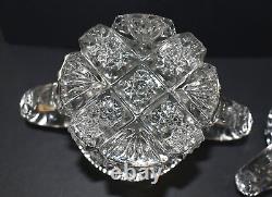 Antique Imperial Glass Cut Crystal Cream & Sugar Set Mint Nutcut Ohio USA