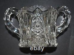 Antique Imperial Glass Cut Crystal Cream & Sugar Set Mint Nutcut Ohio USA