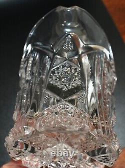 Antique Imperial Glass Cut Crystal Cream & Sugar Set Mint Nutcut Ohio USA
