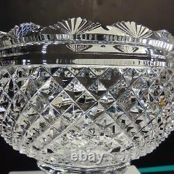 Antique Irish Tipperary Waterford Glass Cut Crystal Bowl Georgian Centerpiece