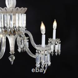 Antique Italian Opalescent Glass & Cut Crystal Six-Light Chandelier c1920
