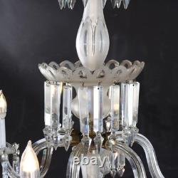 Antique Italian Opalescent Glass & Cut Crystal Six-Light Chandelier c1920