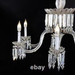 Antique Italian Opalescent Glass & Cut Crystal Six-Light Chandelier c1920