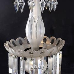 Antique Italian Opalescent Glass & Cut Crystal Six-Light Chandelier c1920