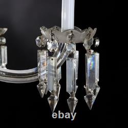 Antique Italian Opalescent Glass & Cut Crystal Six-Light Chandelier c1920