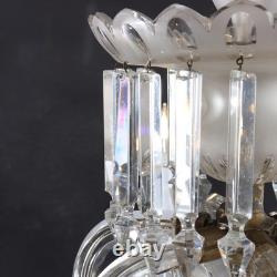 Antique Italian Opalescent Glass & Cut Crystal Six-Light Chandelier c1920