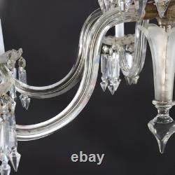 Antique Italian Opalescent Glass & Cut Crystal Six-Light Chandelier c1920