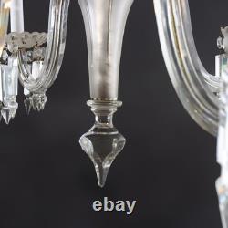 Antique Italian Opalescent Glass & Cut Crystal Six-Light Chandelier c1920