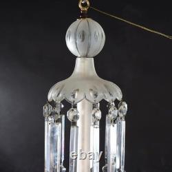 Antique Italian Opalescent Glass & Cut Crystal Six-Light Chandelier c1920