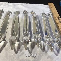 Antique Large Crystal Chandelier Candle Glass Prisms Cut Spear 8 Set 10 READ