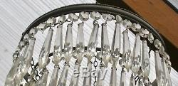 Antique Lead Crystal 4 Tier Waterfall Chandelier with Cut Glass Hanging Lustres