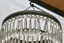 Antique Lead Crystal 4 Tier Waterfall Chandelier with Cut Glass Hanging Lustres