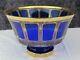 Antique Moser Bohemian Cut to Clear Cobalt Blue Cabochon Crystal Glass Bowl