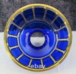 Antique Moser Bohemian Cut to Clear Cobalt Blue Cabochon Crystal Glass Bowl