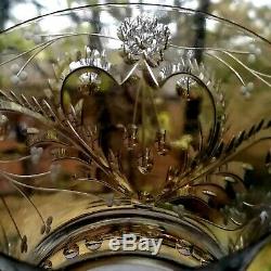 Antique NEWTON CRYSTAL CO KING 8 WATER GOBLETS Wine Glasses CUT Stemware VTG