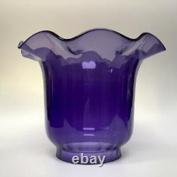 Antique Oil Lamp Duplex NuSun Burner Cut Crystal Font Purple Glass Shade