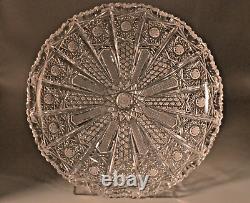 Antique Original Victorian Crystal Cut Glass Scallop Centerpiece Platter Plate