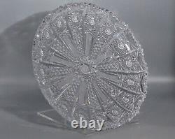 Antique Original Victorian Crystal Cut Glass Scallop Centerpiece Platter Plate