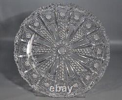 Antique Original Victorian Crystal Cut Glass Scallop Centerpiece Platter Plate